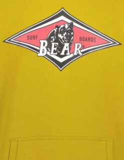 BEAR SURFBOARDS FLEECE HOODED GREEN SULPHUR -Ride The Boards bear surfboards felpa logo con cappuccio green sulphur 2