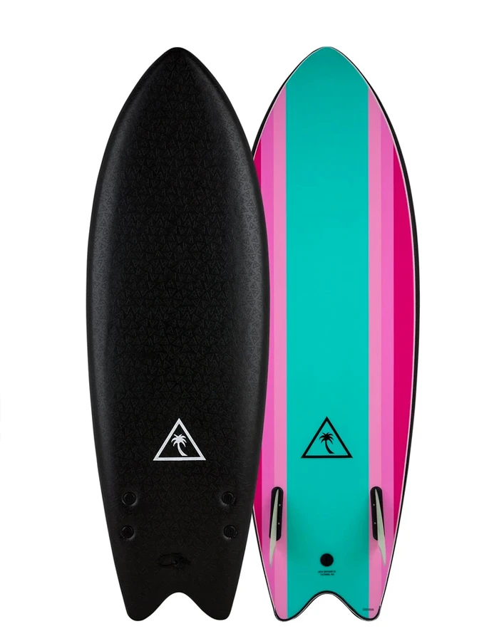 CATCH SURF 5'6" RETRO FISH TWIN FIN SOFT BLACK TURQUOISE 1 CATCH SURF 5'6" RETRO FISH TWIN FIN SOFT BLACK TURQUOISE