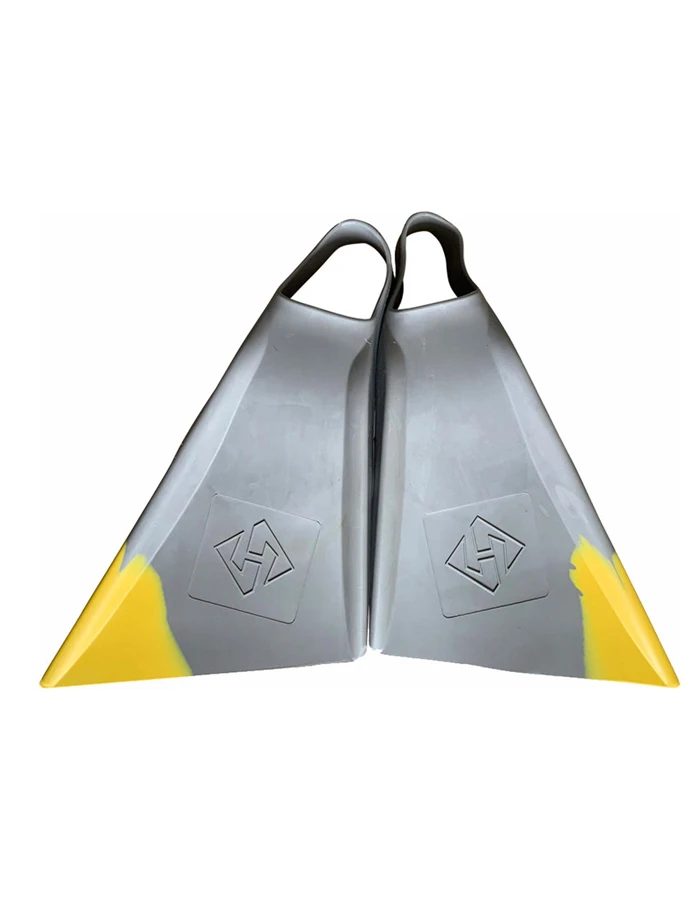 HUBBOARDS AIR HUB CUT BODYBOARD FINS GREY YELLOW 1 HUBBOARDS AIR HUB CUT BODYBOARD FINS GREY YELLOW