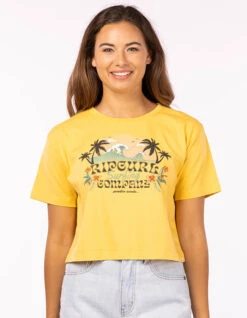 RIP CURL BRAZIALIAN SOUL CROP TEE LIGHT YELLOW