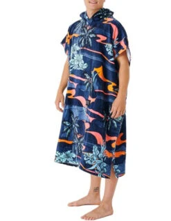 RIP CURL COMBO PRINT HOODED TOWEL BLACK BLUE 5 RIP CURL COMBO PRINT HOODED TOWEL BLACK BLUE -Ride The Boards rip curl combo print poncho in spugna black blue 4