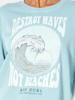 RIP CURL DESTROY WAVES CREW FLEECE -Ride The Boards rip curl destroy waves felpa girocollo