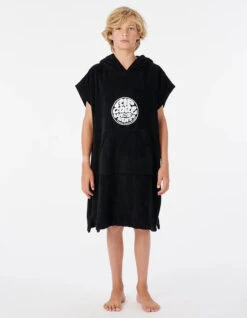 RIP CURL HOODED TOWEL BOYS BLACK 8-16 YEARS