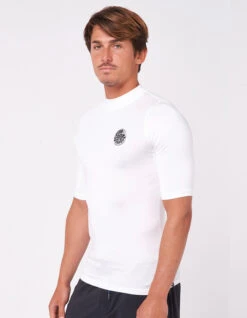RIP CURL ICON PERF SHORT SLEEVE UV TEE WHITE -Ride The Boards rip curl lycra icon perf white