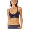 RIP CURL TOP RUN SWIM SURF CROP BLACK