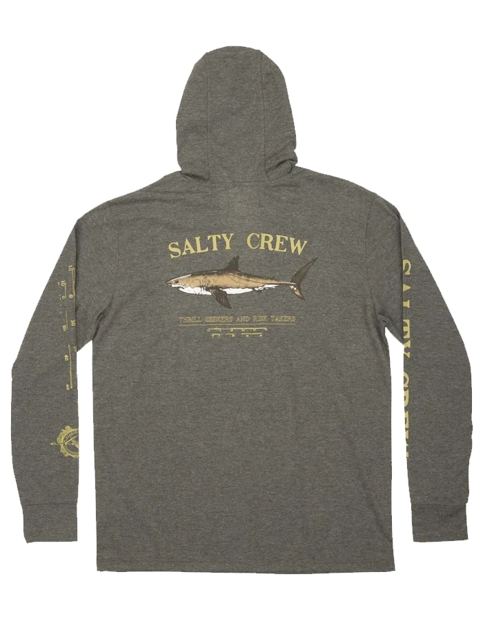 SALTY CREW BRUCE HOOD TECH TEE CHARCOAL 1 SALTY CREW BRUCE HOOD TECH TEE CHARCOAL