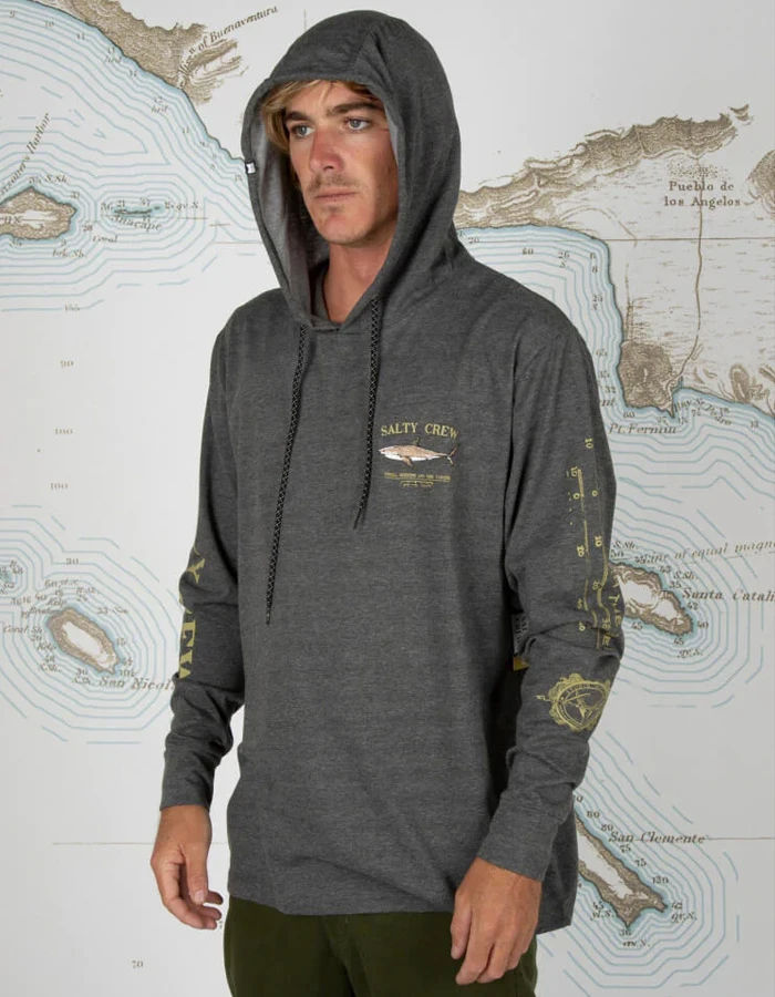 SALTY CREW BRUCE HOOD TECH TEE CHARCOAL 3 SALTY CREW BRUCE HOOD TECH TEE CHARCOAL - Image 3