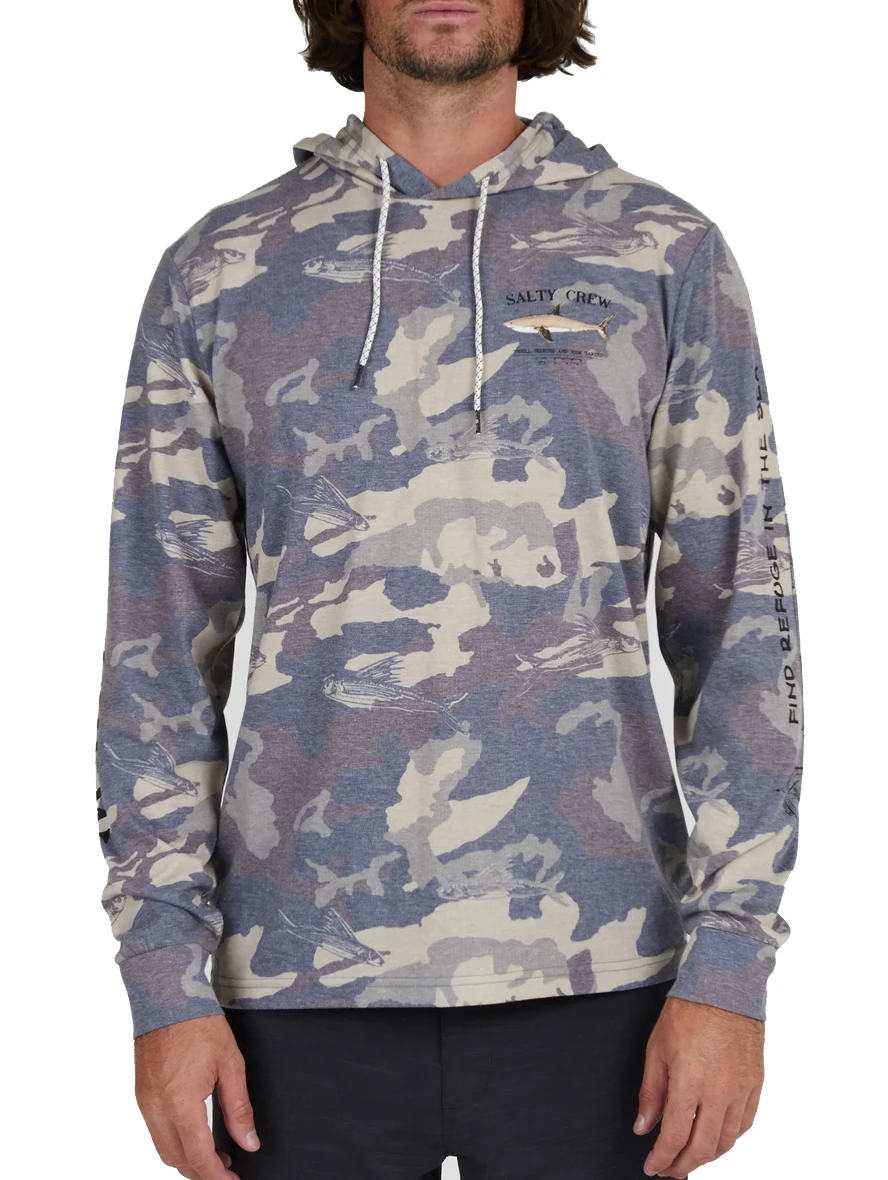 SALTY CREW BRUCE HOOD TECH TEE CAMO 1 SALTY CREW BRUCE HOOD TECH TEE CAMO
