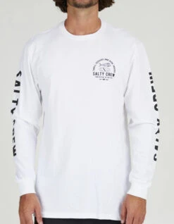 SALTY CREW LATERAL LINE LONG SLEEVE WHITE -Ride The Boards salty crew lateral line maglia maniche lunghe white 1