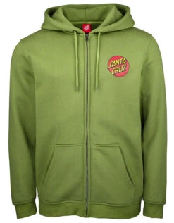 SANTA CRUZ CLASSIC DOT ZIP HOOD DILL GREEN -Ride The Boards santa cruz classic dot zip felpa cappuccio dill green 3