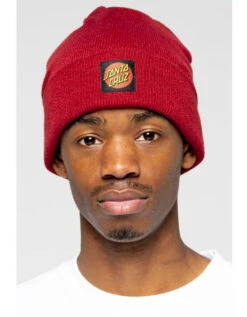 SANTA CRUZ CLASSIC LABEL DOT BEANIE KETCHUP -Ride The Boards santa cruz classic label dot beanie ketchup 1