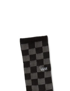 VANS CHECKERBOARD CREW SOCKS BLACK CHARCOAL -Ride The Boards vans calzettoni checkerboard black charcoal 1