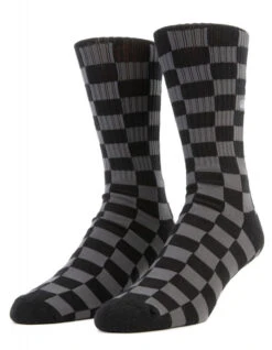 VANS CHECKERBOARD CREW SOCKS BLACK CHARCOAL -Ride The Boards vans calzettoni checkerboard black charcoal 2