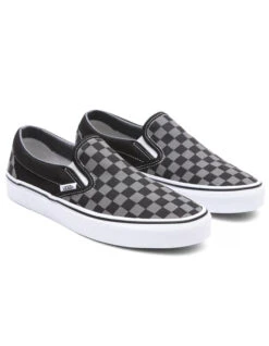 VANS CHECKERBOARD CLASSIC SLIP-ON SHOES BLACK PEWTER -Ride The Boards vans scarpe classic slip on black pewter checkerboard