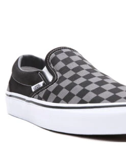 VANS CHECKERBOARD CLASSIC SLIP-ON SHOES BLACK PEWTER -Ride The Boards vans scarpe classic slip on black pewter checkerboard 7
