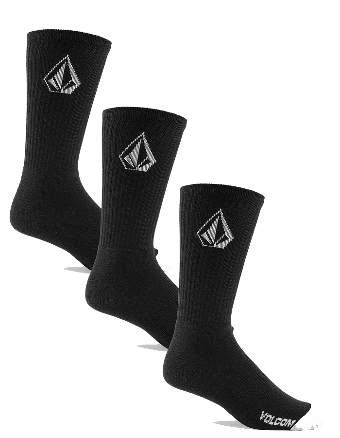VOLCOM FULL STONE SOCKS BLACK 3 PACK 1 VOLCOM FULL STONE SOCKS BLACK 3 PACK