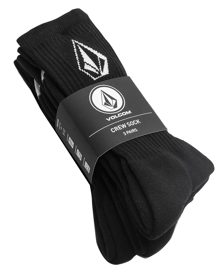 VOLCOM FULL STONE SOCKS BLACK 3 PACK 2 VOLCOM FULL STONE SOCKS BLACK 3 PACK - Image 2